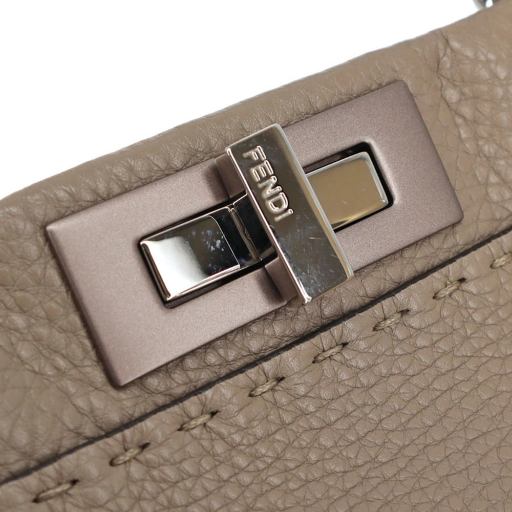 FENDI Peekaboo Regular Selleria Crossbody Shoulder Bag Handbag Gray Beige - Picture 6 of 11
